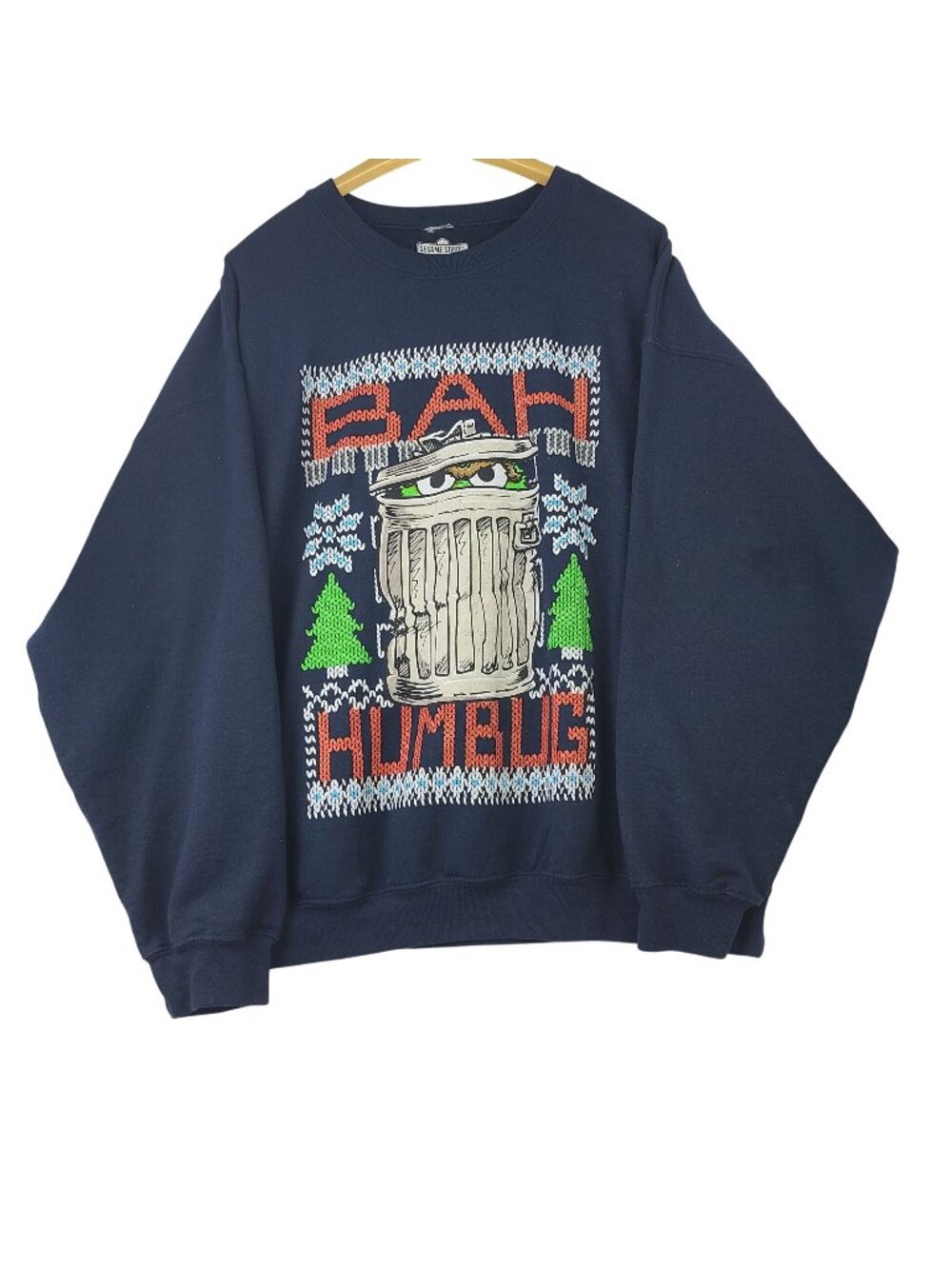 Sesame Street Oscar the Grouch Bah Humbug Ugly Christmas Sweatshirt XXL